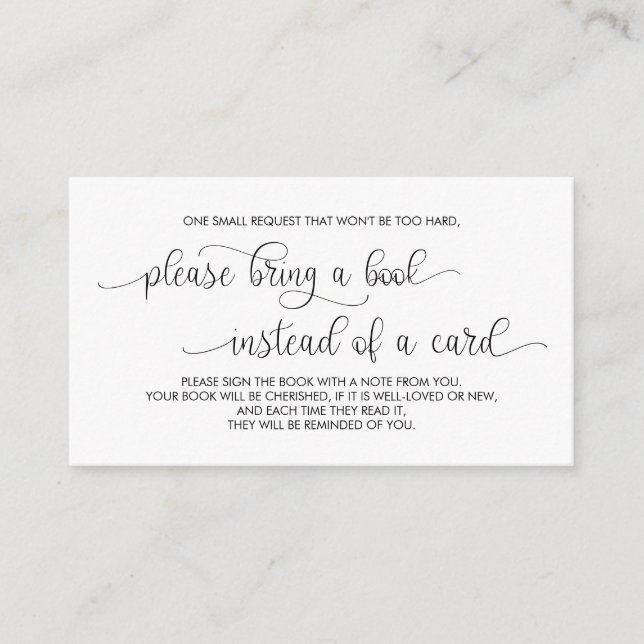 Books for the baby, Modern Hand Lettered Black Enclosure Card (Front)