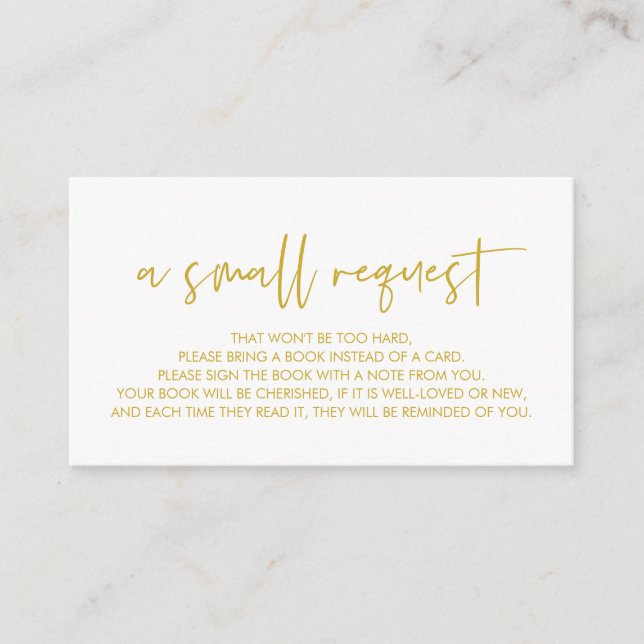 Books for the baby, Modern Minimal Gold font Enclosure Card (Front)