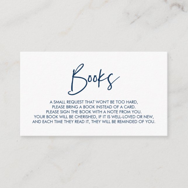 Books for the baby, Modern Minimal Navy Blue Enclosure Card (Front)