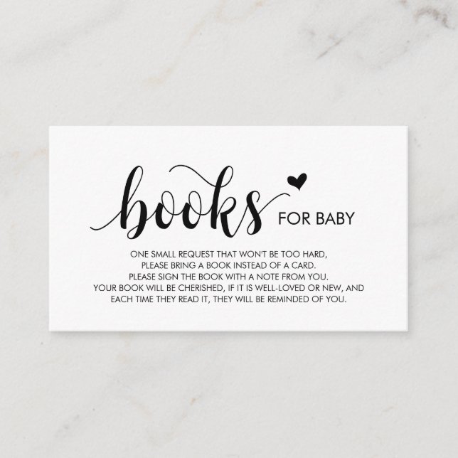Books for the baby, Modern Rustic Black Script Enclosure Card (Front)