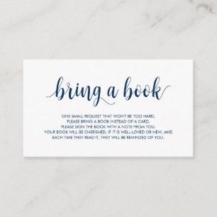 Books for the baby, Modern Rustic Navy Blue Script Enclosure Card