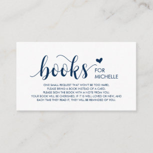 Books for the baby, Modern Rustic Navy Blue Script Enclosure Card