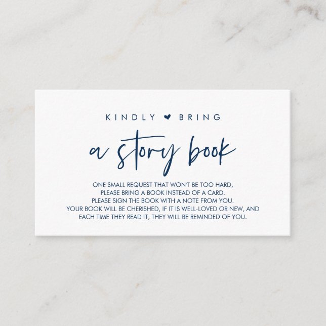 Books for the baby, Please bring a book Navy Blue Enclosure Card (Front)