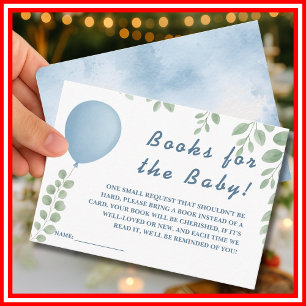 Books For The Baby Shower Game Balloon Eucalyptus Enclosure Card