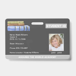 Books Homeschool Student ID Badge