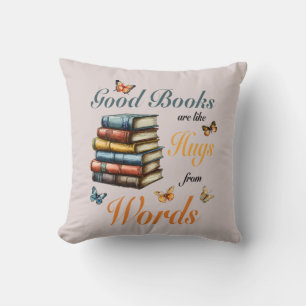 Books Hugs Words & Butterflies librarians readers Throw Pillow