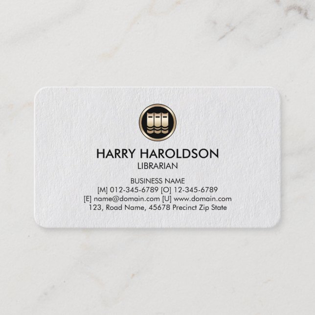 Books Icon Librarian Premium Business Card (Front)