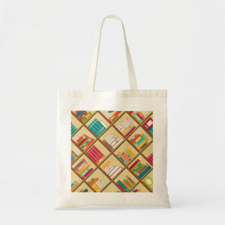 Books in bookshelves tote bag