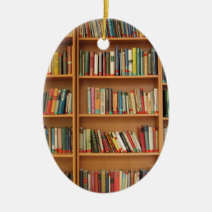 Books in the bookshelf ceramic ornament