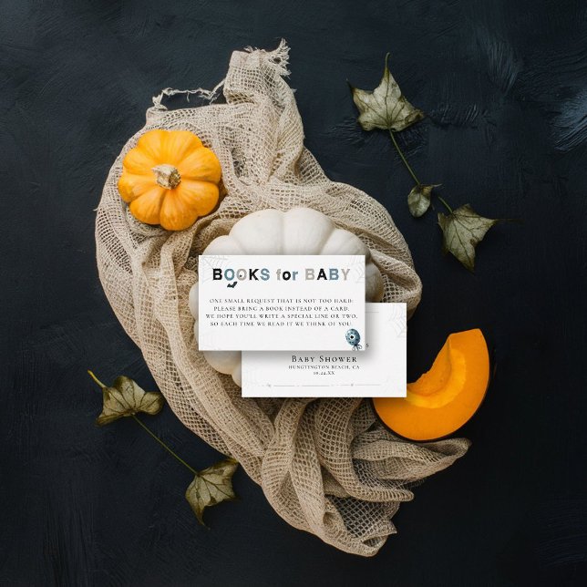 Books Insert Cute Halloween Monster Baby Shower (fall baby shower books insert card we created a monster cute adorable watercolor october november)