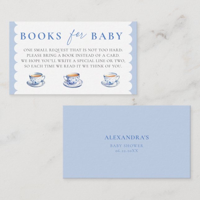 Books Insert Tea Brewing Script Boy Baby Shower (Front/Back)