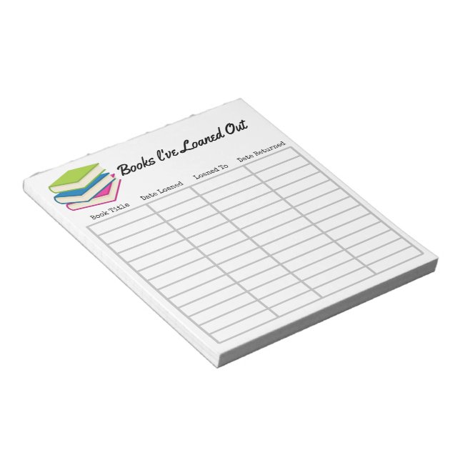 "Books I've Loaned Out" Notepad (Angled)