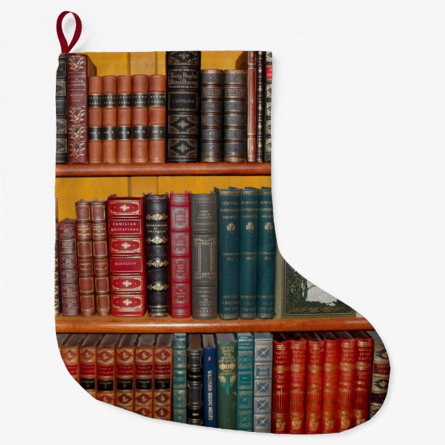 books library bookshelf bookshop large christmas stocking (Front)