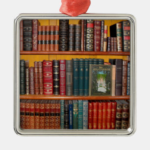 books library bookshelf bookshop metal ornament