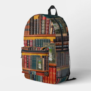 books library bookshelf bookshop printed backpack