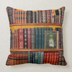books library bookshelf bookshop throw pillow