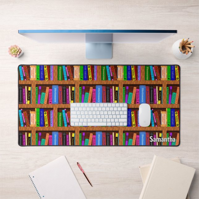 Books Library Bookshelf Pattern for Readers Custom Desk Mat (Office 1)