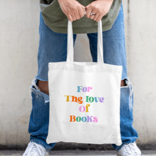 Books lover reading colourful typography modern tote bag