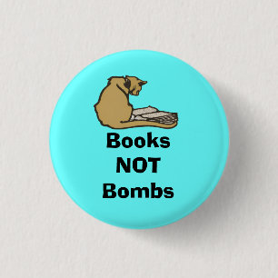 Books Not Bombs Scottish Independence Cat Badge 1 Inch Round Button