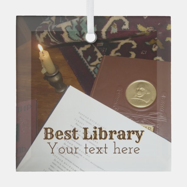 Books of the last century glass ornament (Front)