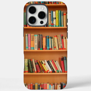 Books on Bookshelf Background iPhone 16 Pro Max Case