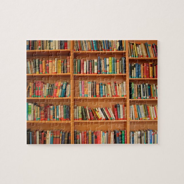 Books on Bookshelf Background Jigsaw Puzzle (Horizontal)