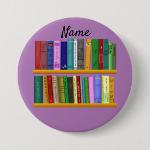 Books on Shelves Thunder_Cove  3 Inch Round Button