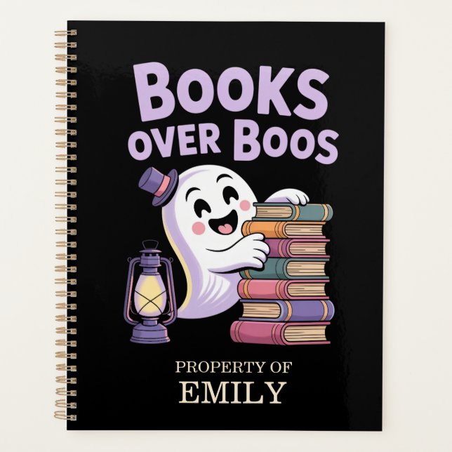 Books Over Boos Personalized with Name Reading Planner (Front)