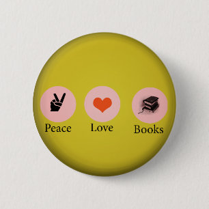 Books =peace=love 2 inch round button
