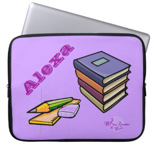Books, Pencil & Ruler Customizable Laptop Sleeve