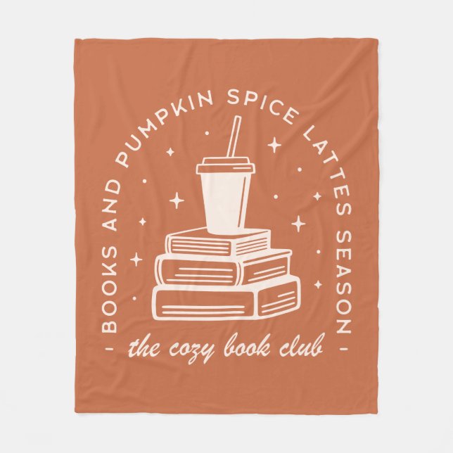 Books & Pumpkin Spice Season Fleece Blanket (Front)