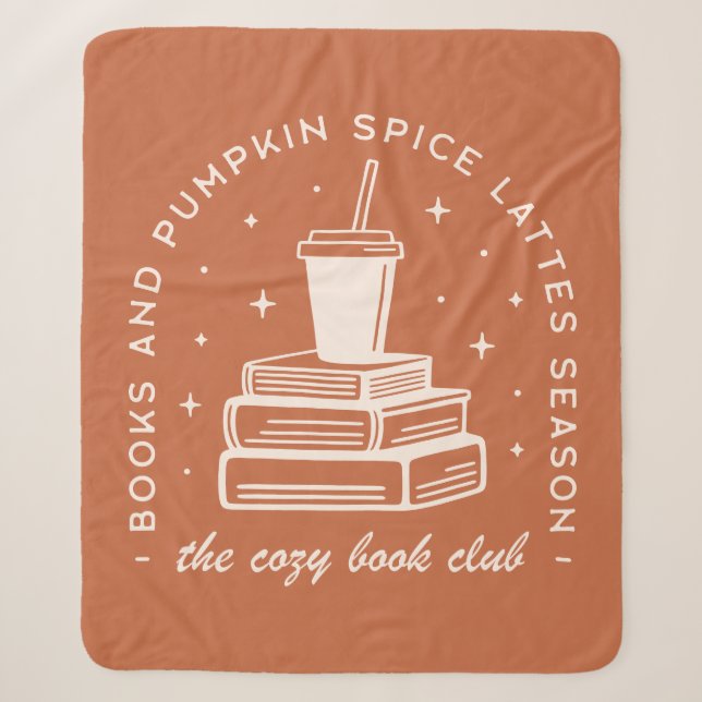 Books & Pumpkin Spice Season Sherpa Blanket (Front)