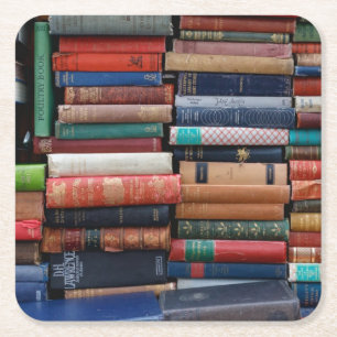 Books Read Love Old Books Square Paper Coaster