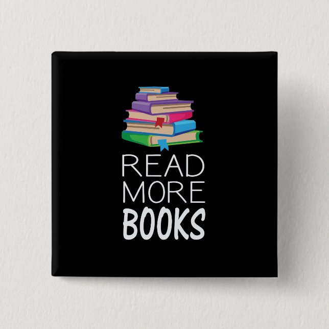 Books - Read More Books 2 Inch Square Button (Front)