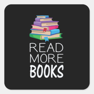 Books - Read More Books Square Sticker