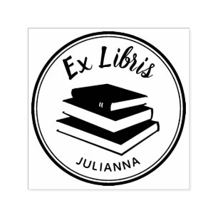 Books Round Personalized Ex Libris Bookplate Self-inking Stamp