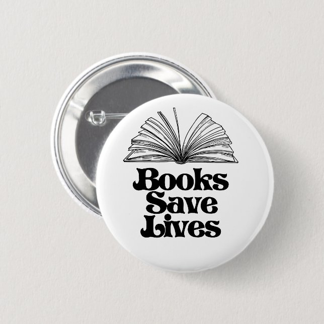 Books Save Lives 2 Inch Round Button (Front & Back)
