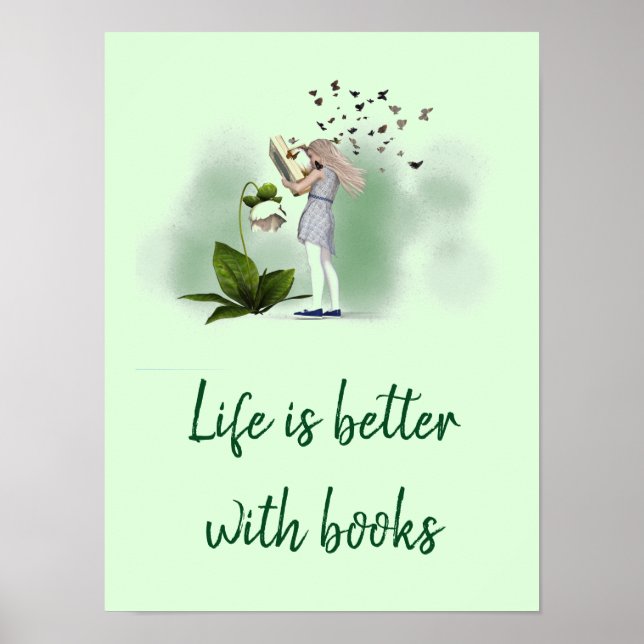 Books slogan classroom or library kid's room poster (Front)