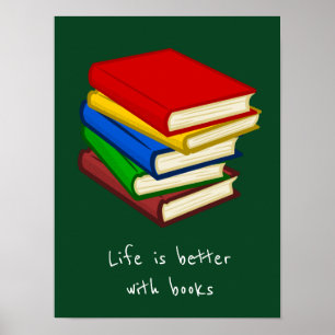 Books slogan classroom or library kid's room poster
