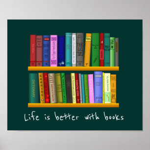Books slogan classroom or library kid's room poster