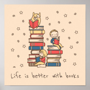 Books slogan classroom or library kid's room poster