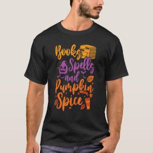Books Spells Pumpkin Spice Book  Cute Ghost Hallow T-Shirt