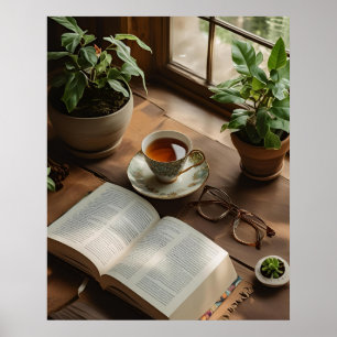 Books & Tea Club Cozy Aesthetic for Book Lovers Poster