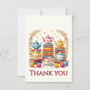 Books,Tea Pots and Yarn Balls Thank You Card