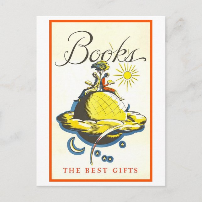"Books: The Best Gifts" Vintage Poster Postcard (Front)