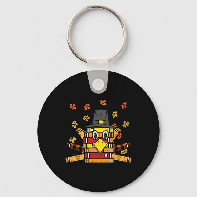 Books Turkey Funny Read Thanksgiving Teacher Fall  Keychain (Front)