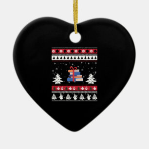 Books Ugly Christmas Funny Reading Gifts Ceramic Ornament