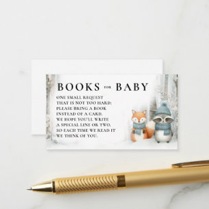 Books Winter Snow Woodland Animals Baby Shower Enclosure Card
