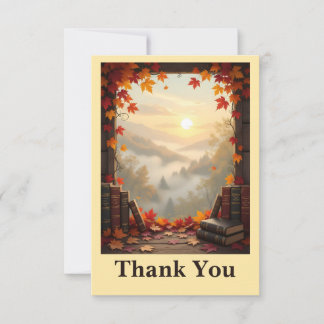 Books with Autumn Leaves Books Lovers Thank You Card