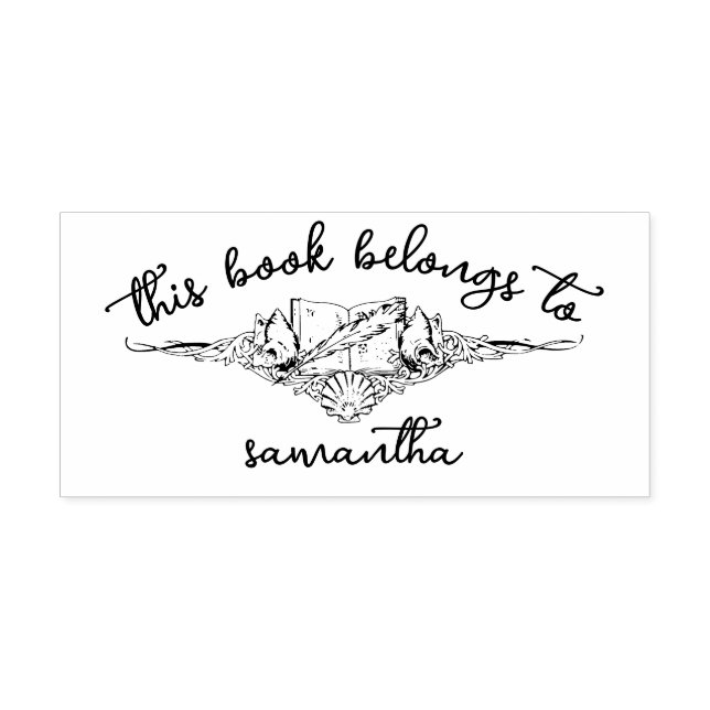 Books with Seashells This Book Belongs to Self-in Self-inking Stamp (Design)